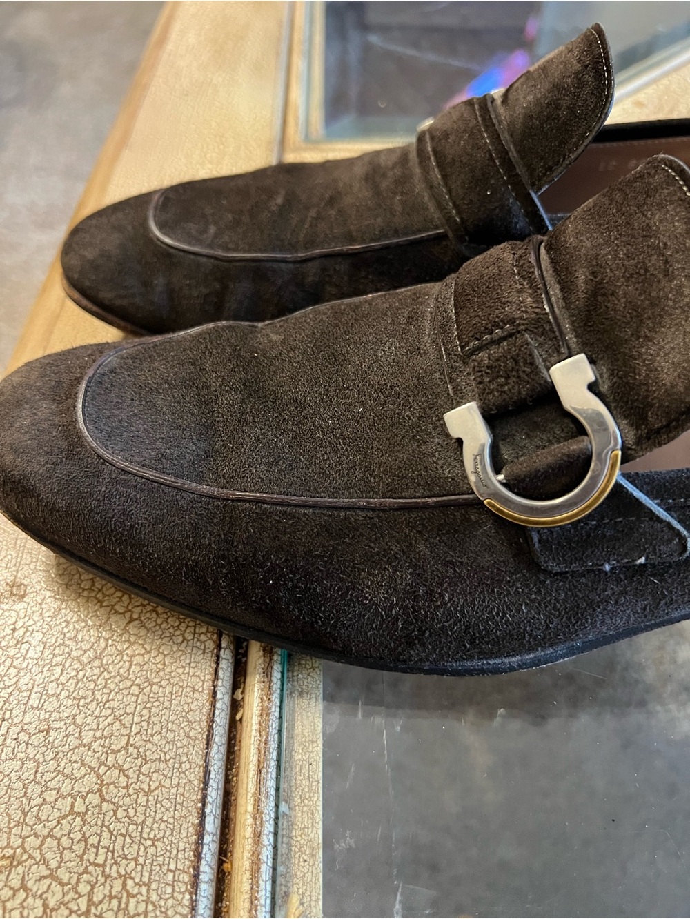 Salvatore Ferragamo Men's Suede Gancini Bit Loafers in Dark Brown 9.5D - Picture 6 of 9